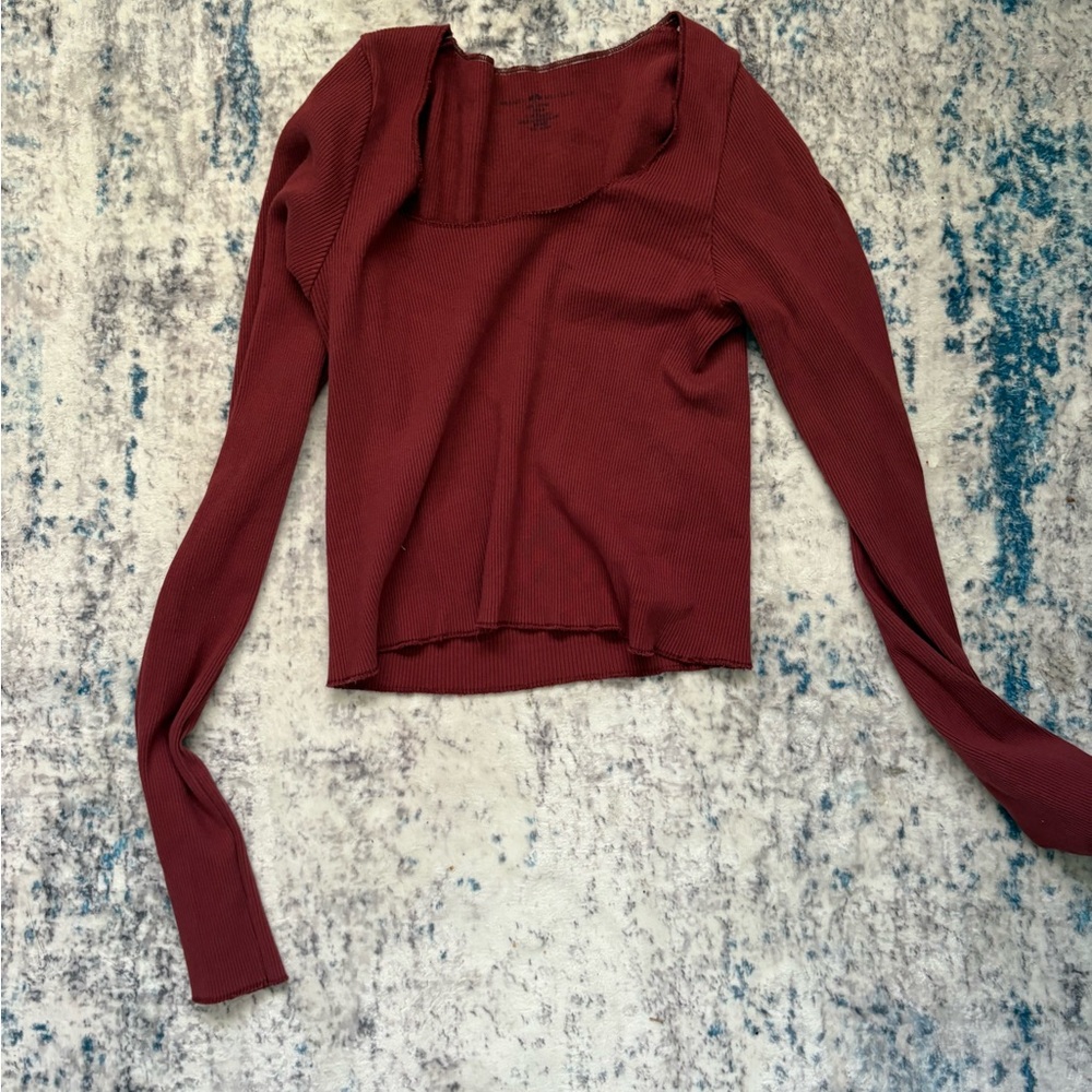 Brandy Melville Maroon Long Sleeve Top